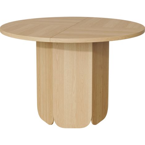 Table à manger ronde 120 cm en MDF couleur chêne pour 4 à 6 personnes (1/5)