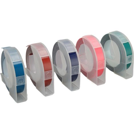 Lot de 5 rubans d'étiquettes en relief 3D, largeur 9 mm, longueur 3 m, impression thermique automatique. (1/5)