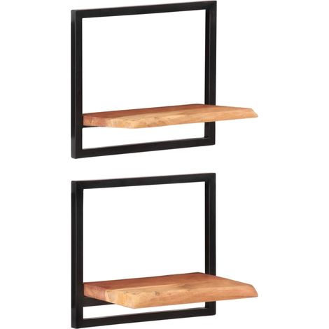 Wandregale 2 Stk. 40x24x35 cm Massivholz Akazie und Stahl