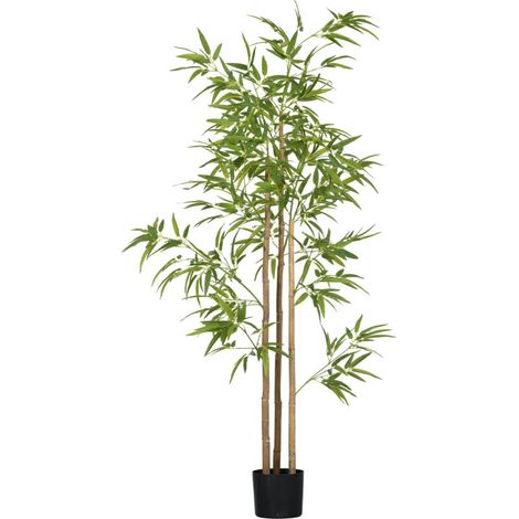 Plante de bambou artificielle, 3 tiges, 830 feuilles, facile d'entretien, 180 cm, pot en ciment