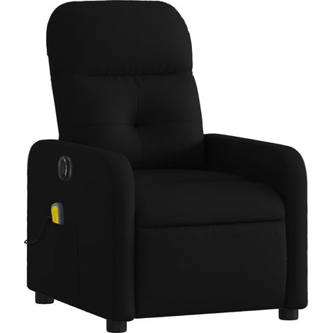 Poltrona relax TV reclinabile elettrica funzione massaggio 6 punti massaggio in tessuto nero DEC027231