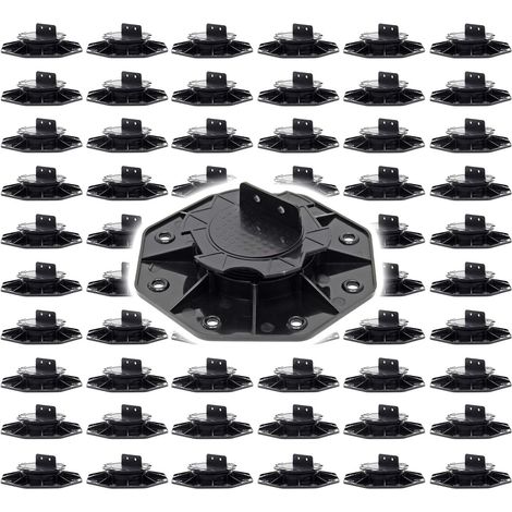 XPOtool Lot de 60x Plots de terrasse – Charge 2700 kg – Hauteur réglable 18-25 mm – en PP – Pieds de support pour Lames Dalles Lambourdes