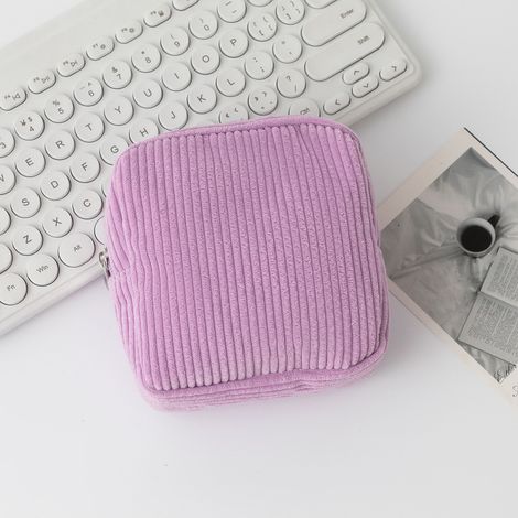 Pochette pour Serviettes Hygiéniques Tampons Protège Slip Culotte Menstruelle Sac Rangement Organisateur avec Fermeture Éclair (Violet) (1/5)