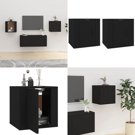 Meubles TV muraux 2 pcs Noir 40x34,5x40 cm - Meuble Tv Mural - Meuble Tv Moderne - Meuble Tv Suspendu - Armoire Murale - Étagère Murale - Home & Living (1/5)
