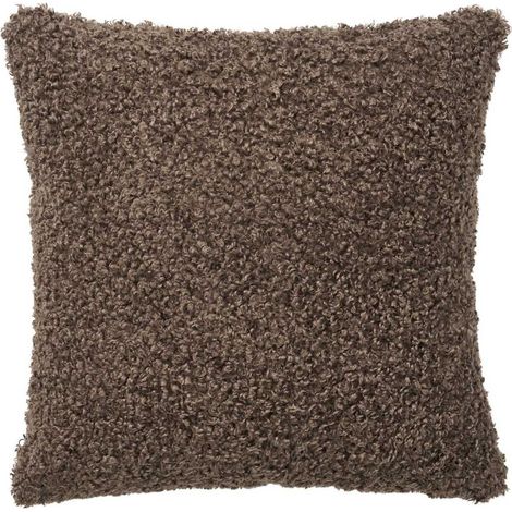 Coussin Déco Carré Bouclettes Marron - BUKLET (1/3)