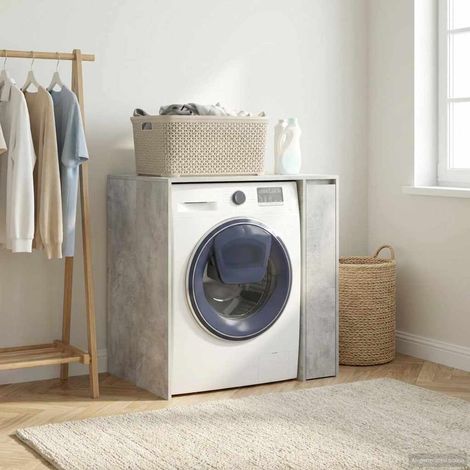 vidaXL Mobiletto per lavatrice con porta Calcestruzzo 87 x 60 x