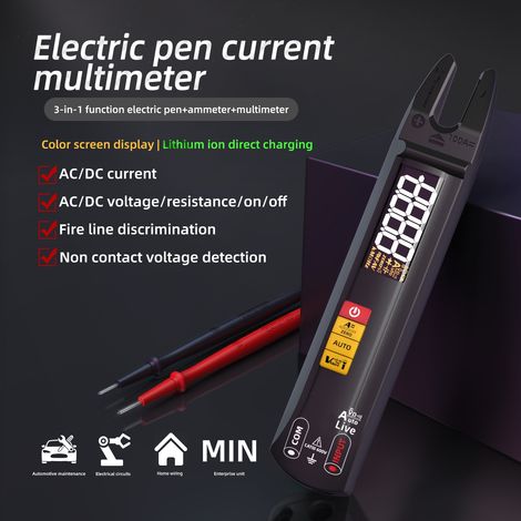 Multimètre numérique BSIDE U0 à mâchoires ouvertes, entièrement automatique, avec pince ampèremétrique intelligente, courant alternatif/continu 1-100 A, mini détecteur de tension sans contact, recharg (1/5)