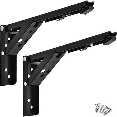 Support D Étagère Pliable - Acier Inoxydable - Montage Mural Pour Bricolage Cuisine Garage - Lot De 2 (1/5)
