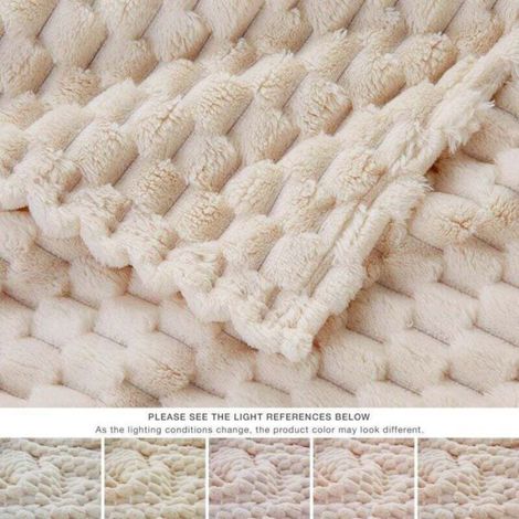 Couverture - Laine - 150x200 cm - Beige - Pour Canapé Lit Poltrone - Toutes Saisons (1/4)