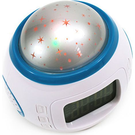 Réveil à projection avec rétroéclairage, fonction snooze, projecteur de ciel, thermomètre et calendrier numérique. (1/5)