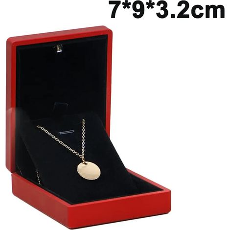 Boîte-cadeau de bijoux avec lumière LED, boîtes à bijoux pour bague boucle d'oreille collier bracelet, coffret de rangement pour présentoir emballage universel boîte à bijoux pendentif (1/5)