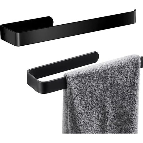 2pcs Porte Serviette Murale Porte Serviettes Mural Autocollant Support Serviette Salle de Bain Porte Serviettes sans Perçage Support Peut Etre Utilisé dans Les Chambres, Cuisines,Noir,33.5X7.5см (1/5)