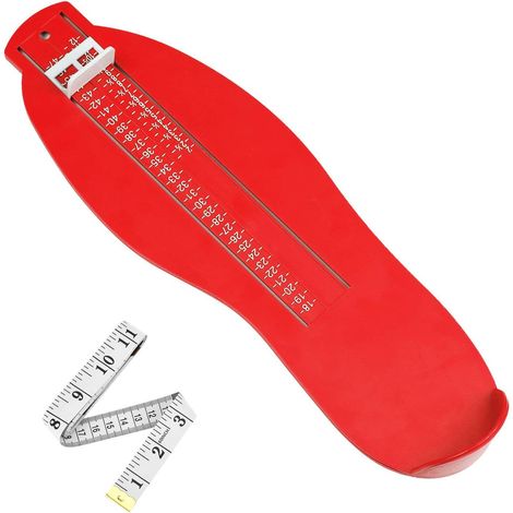 Podomètre pour enfants et adultes - Mesure du pied pour déterminer les pointures de 18 à 47 - Rouge (1/4)