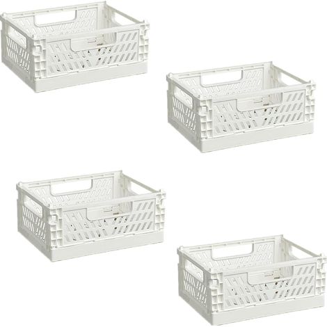 4 Cagette Pliable, Poignée Intégrée, Plastique ABS, Rangement Compact, Cuisine Bureau Chambre (1/5)