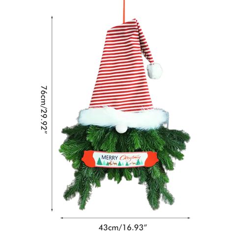 Couronne de Noël miniature avec aiguilles de pin, décoration de porte d'entrée style champêtre, panneau décoratif pour porche de ferme, intérieur/extérieur (1/5)