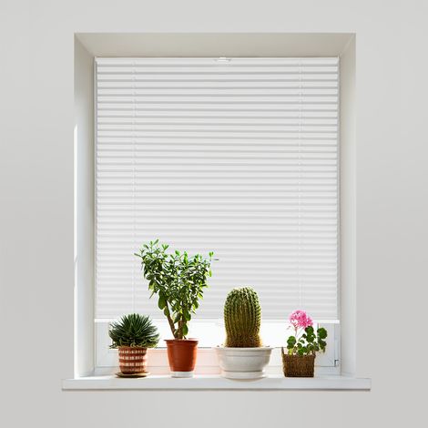 Sekey Plissee ohne Bohren Verdunkelung, Fenster Plissee Klemmfix Jalousie, Weiß, 90x120cm