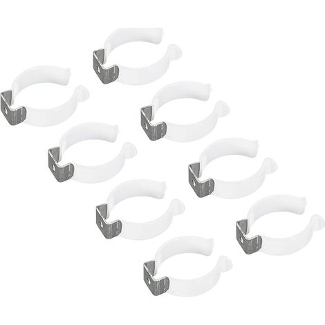 T12 U Clips Console Bracket for LED Light Bulb Mounting Console Bracket Stainless Steel Fluorescent Tube Holder Pipe Clips, White Pack of 8 (1/5)