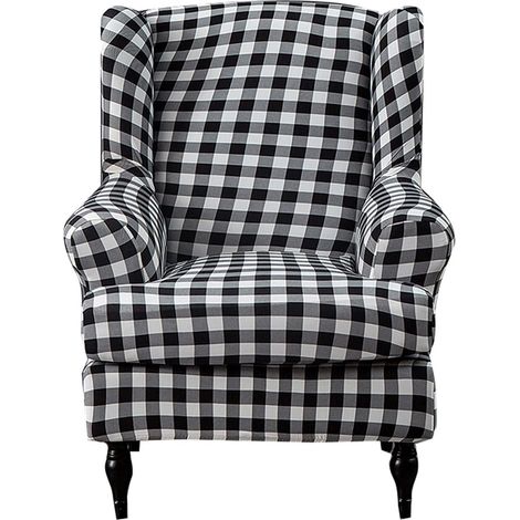 Housses de fauteuil à oreilles (2 pièces) en spandex extensible, imprimées, douces et avec élastique au bas pour fauteuils à oreilles. (1/5)