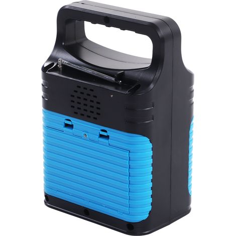 Générateur solaire portable SDM 3790 10W avec panneau solaire, lampe de secours, fonction MP3, système de production d'énergie, UE 250V, bleu (1/5)