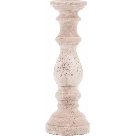 Large Column Candle Holder - Ceramic - L16 x W16 x H45 cm - Stone