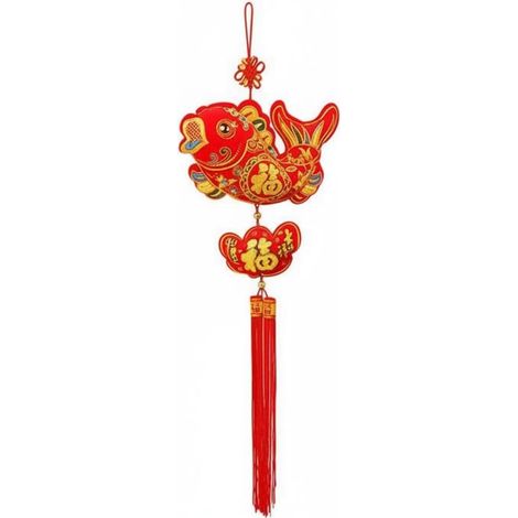Pendentif Festif Traditionnel Chinois Nœud Ornement Suspendu Décoration Double Signification Porte- Doré Adapté au Salon Cadeau Décoration de Fête Célébration du Nouvel an (1/5)