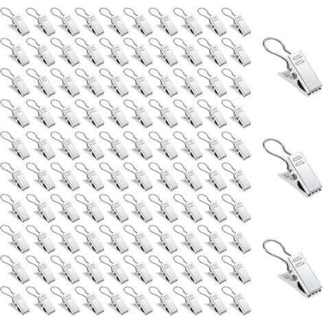 100 Stück silberfarbene Metall-Gardinenclips mit Haken und Ringen für Dusche und Fenster, Heimdekoration