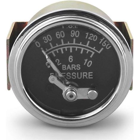Mechanisches Öldruckmanometer 2" (52 mm), 0–150 PSI / 0–10 bar, manuelle Einstellung, Alarme, gelbe Kontrollleuchte, 1/8 NPT (1/5)