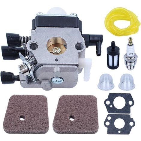 Carburettor Kit for Stihl FS38 FS45 FS46 FS55 HS45 HK45 KM55 FC55 Brushcutter, Carburettor with Gaskets + Spark Plug + Air Filter + Filter Spare Parts Accessory (1/5)