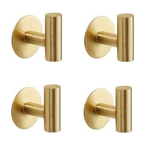 Set mit 2 Klebehaken aus gebürstetem, goldfarbenem Edelstahl SUS304 - Stabile und wasserfeste Wandhaken für Mäntel, (1/5)