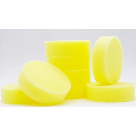 4 éponges jaunes polissage mousse, pour cire voiture, sièges, chaussures, nettoyage polyvalent (1/5)