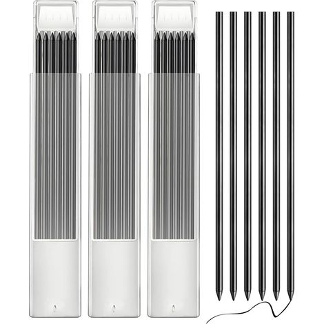 Paquete de 18 lápices de madera maciza, 2,8 mm de diámetro, minas de repuesto, portaminas (mina negra).