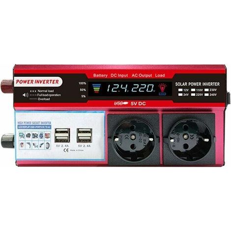 High-efficiency solar inverter, pure sine wave inverter for home, car, RV, solar power converter with LCD screen, 1000W (1/5)