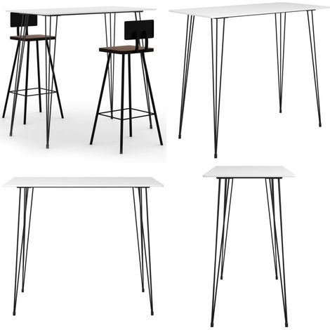 3-tlg. Bar-Set Weiß - Esstisch - Bartisch - Barhocker - Wohnzimmer Dekoration - Kücheninsel - Home & Living (1/5)