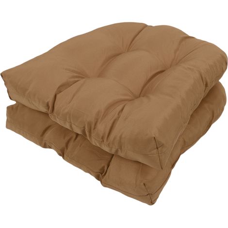 Lot de 2 coussins de chaise d'extérieur capitonnés, épais, en forme de U, 48 x 48 cm, marron clair (1/5)