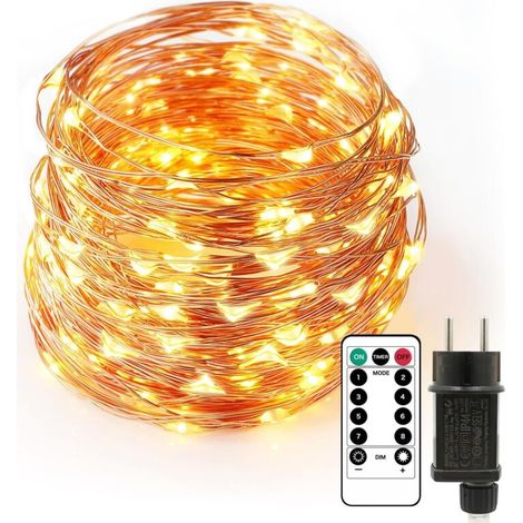 20m long LED string lights with 200 LEDs made of copper wire. Suitable for indoor and outdoor use – simply plug into a standard electrical outlet. Ideal for Christmas decorations, parties, weddings, a (1/5)