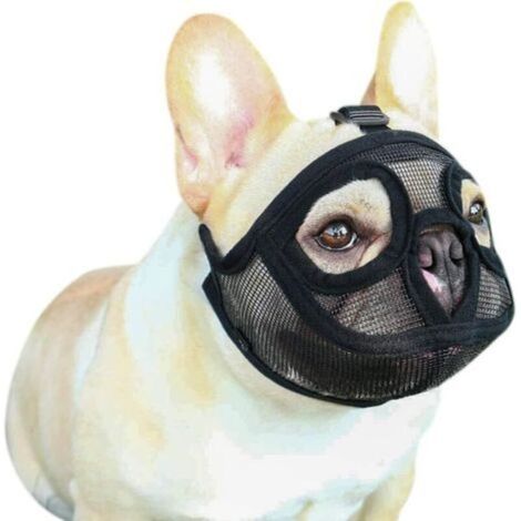 Taille S (6 - 13,5 kg)Muselière pour Chien en Maille Museau de Chien à Museau Court Muselière Réglable Bouledogue Français Anti-Mordillage/Mastication/Aboiement Couvre-Bouche pour Bouledogue Anglais P (1/5)