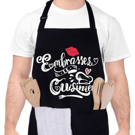 Tablier de Cuisine - Polyester et Coton - Impermeable Ajustable avec 2 Poches - Pour Cuisine et Barbecue - 1 Piece (1/4)