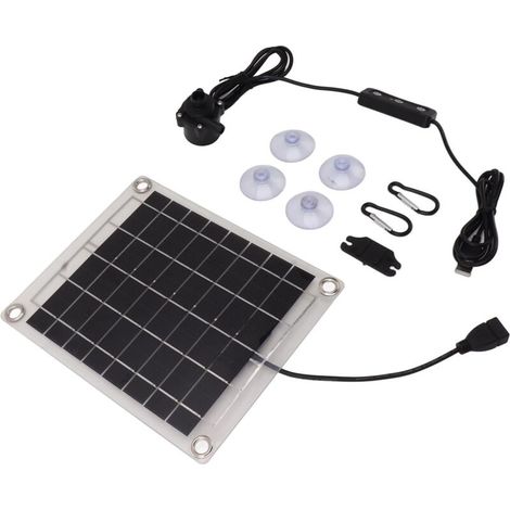 Kit de Pompe à Eau Solaire 20 W Sumergible para el riego de Bassin de Fontaine con Interrupteur de Débite Réglable 800 L/h 5 M Panneau Monocristallin Interface USB