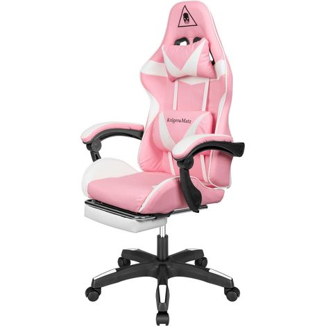 Kruger&Matz GX-150 Sedia da Gioco Ergonomica Bianca e Rosa