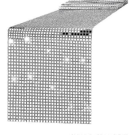 Chemin de table argenté effet miroir, décoration de table à paillettes scintillantes pour mariage et soirées dansantes - 30,5 x 274 cm (1/5)