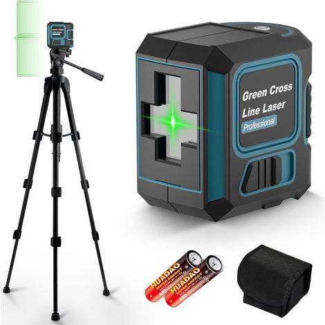 Niveau Laser avec Trepied, Niveau Laser 360 Autonivelant, Étanchéité IP54/Luminosité Réglable,Laser Chantier adapté Aux Chantiers de Construction/à la Décoration Intérieure (avec 2 Piles AA) (1/5)