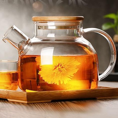 Théière en verre borosilicate avec Infuseur à Thé en verre résistant à la chaleur Pot de café Peut être utilisé sur une cuisinière 1000ML/35oz (1/5)