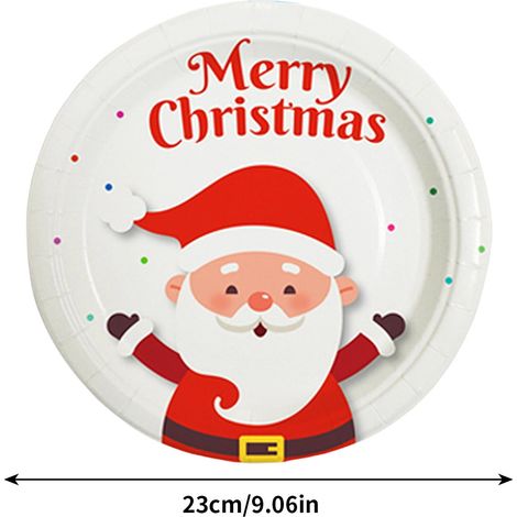 Assiettes En Papier De Noël - Assiettes Ovales À Thème Père Noël - Jetables Épaisses Pour Fêtes - 10 Pièces (1/5)