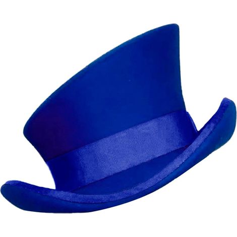 Chapeau haut-de-forme asymétrique en laine pour femmes et hommes - Unisexe - Chapeau punk à vapeur - Chapeau haut de gamme - Ruban décoratif - Chapeau d'hiver en cuir pour hommes, bleu, Taille unique