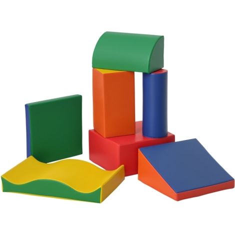 7-tlg. Softbausteine, Bausteinset, Schaumstoffbausteine zum Toben & Klettern, Riesenbausteine, weiche Bauklötze für Kinderzimmer und Kindergarten, Kunstleder, Bunt 
On-Site