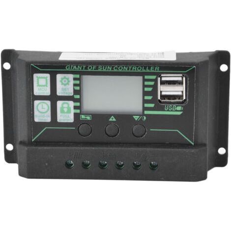Solar Charge Discharge Controller, Adjustable LCD Display, MPPT PWM Dual USB Photovoltaic Panel Regulator 30A (1/4)