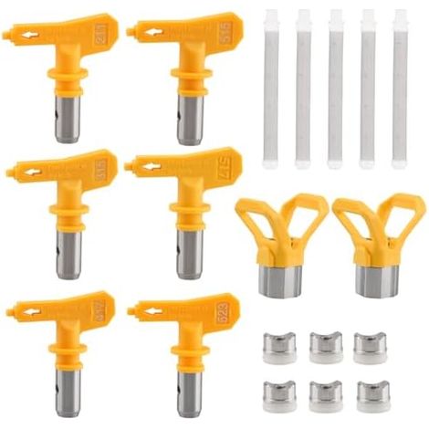 Set 13 Accessoires Pistolet Peinture Airless, 6 Buses, 5 Filtres, 2 Porte-Buse, Compatibles, Pulvérisation (1/5)