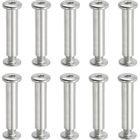 Hex Chicago Screws (Binding Posts), 10 Sets M6 x 35mm Binding Posts with Hex Socket Connecting Bolts and Nuts – Suitable for Scrapbooks, Belts, Photo (1/4)