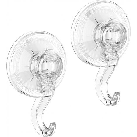 Lot de 2 crochets muraux à ventouse, crochet à ventouse jusqu'à 5 kg, crochet de douche réutilisable, transparent étanche (1/5)