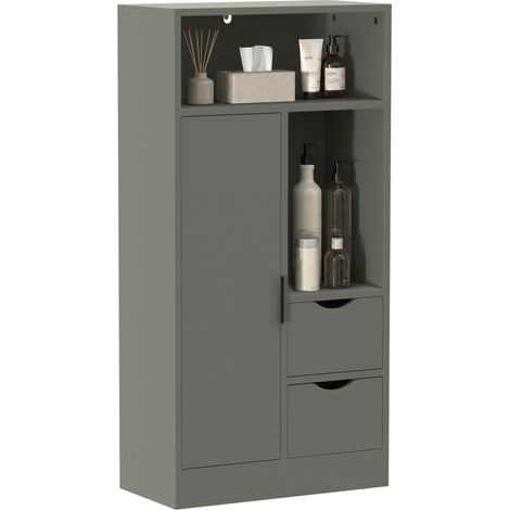 Meuble de salle de bain - HOMCOM - 2 tiroirs, 2 compartiments ouverts - panneau de particules - 50x25x100cm - vert clair (1/5)